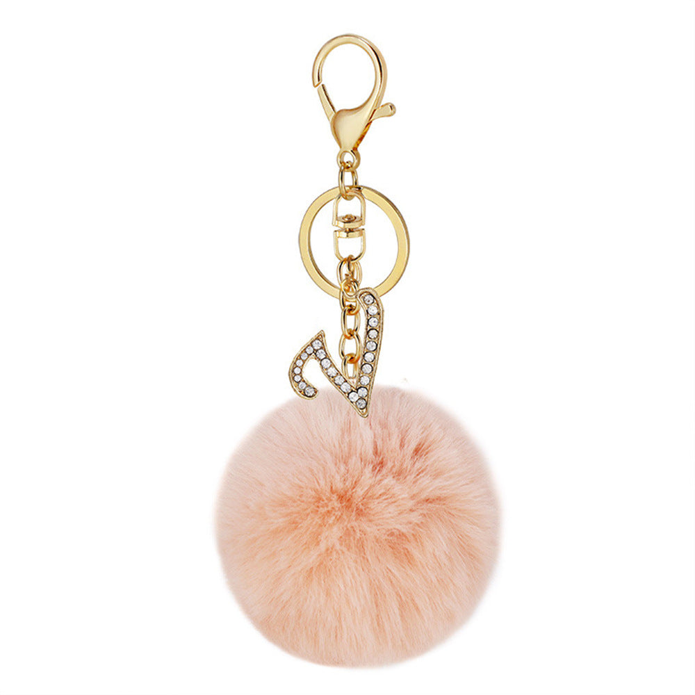 Wholesale Zinc Alloy 26 English Alphabet Hair Ball Keychain